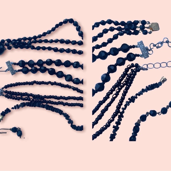 Black Glass Bead Necklaces Vintage Jewelry Lot - Picture 8 of 10